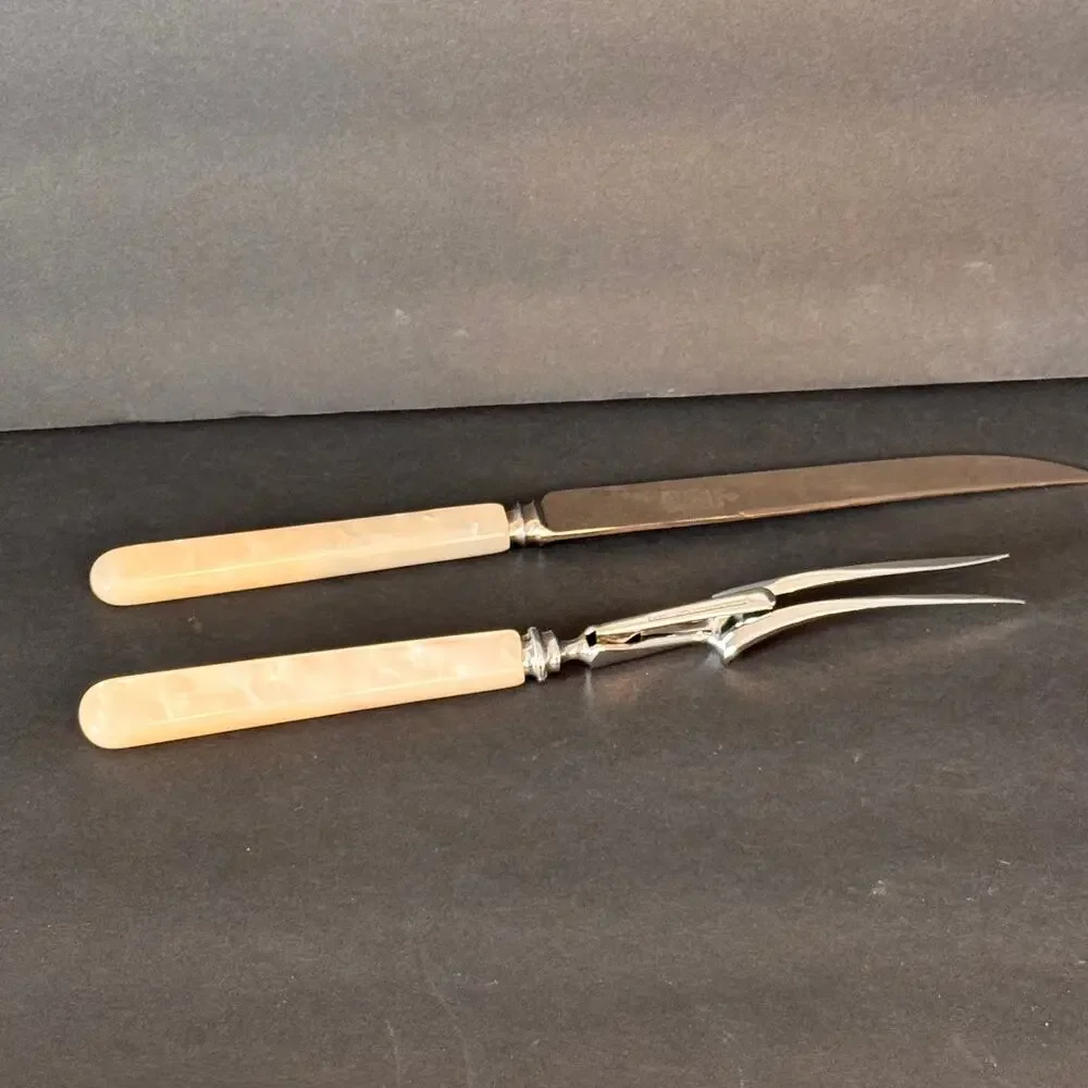 Antique Kirk's Sheffield Forged Stainless Steel Knife Set Faux Mother o Pearl2